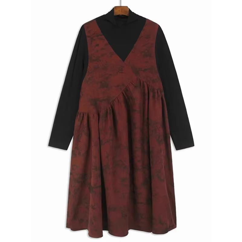 

Xitao Лоскутное винтажное женское платье-водолазка GJ1107 One Size красный