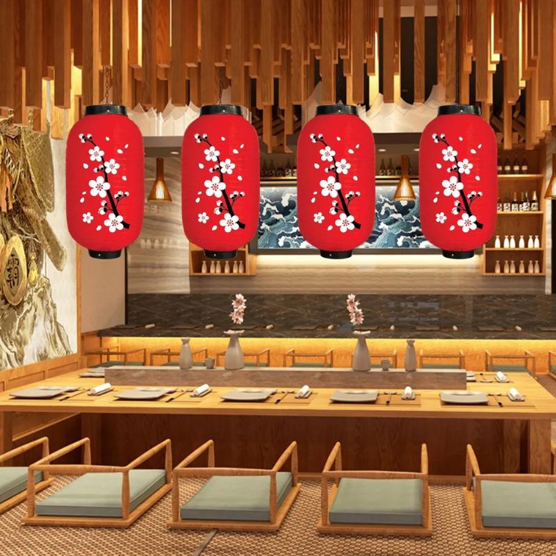 10 Inch Chinese/Japanese Long Shaped Cloth DIY Red Restaurant Lantern Lantern Lamp For Home Party Hanging Lampion Decoration