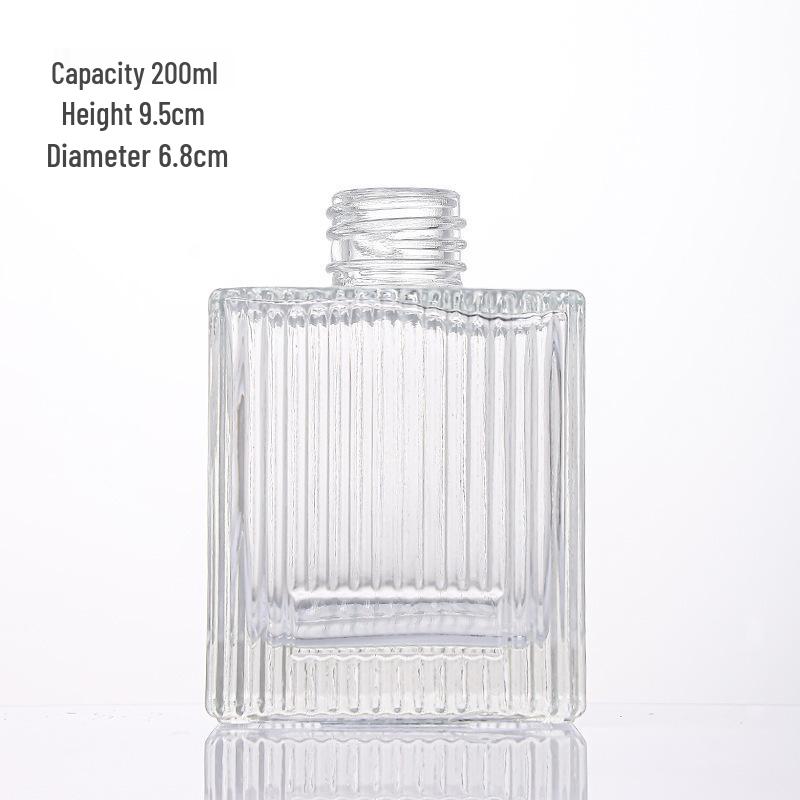 Fireless Aromatherapy Square Glass Diffuser Bottle for Home or Hotel - Perfume Essential Oil with Rattan Volatilization