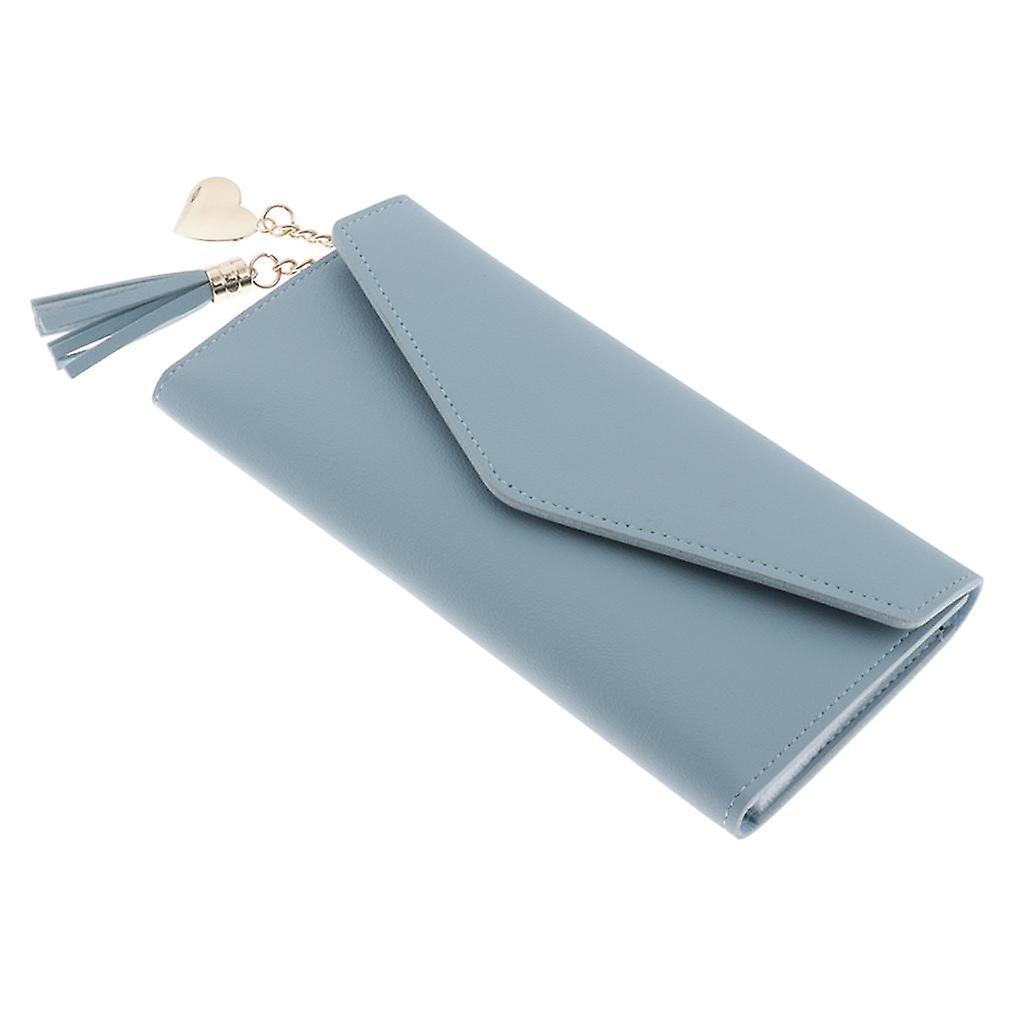 Women's Pu Leather Card Holder Purse Elegant Clutch Wallet Blue