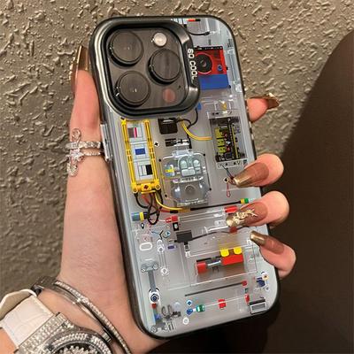 Kreatywne Mechaniczne Wzory Obwodów Etui na Telefon Dla IPhone 16 15 11 13 12 Pro Max 16E XS XR X 7 8 Plus Kolorowe Srebrne Twarde Pokrowce