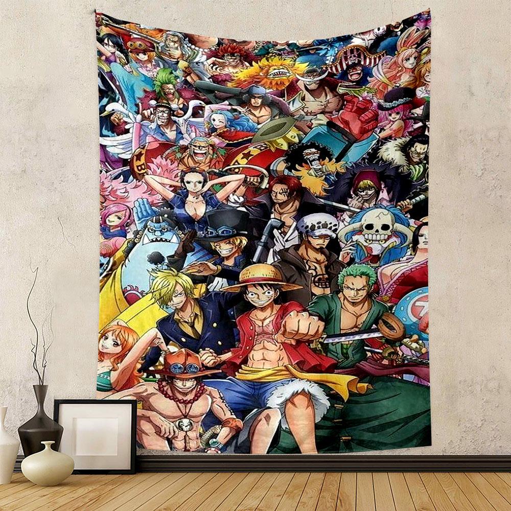 "One Piece Crew Adventure Collage" Patterned tapestry home decor, suitable for bedroom and living room, gift