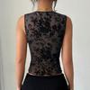 Women Sexy Lace Mesh Vests Spring Summer Fashion Streetwear Female Sleeveless V-Neck Tank Tops Floral Printed Lady Slim Camisole