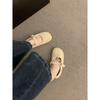 Fashion Fashion Round Toe Wool Ballet Flats Woman Concise Warm Plush Loafers Ladies Brand Design Fluffy Mary Jane Shoes In Red Grey