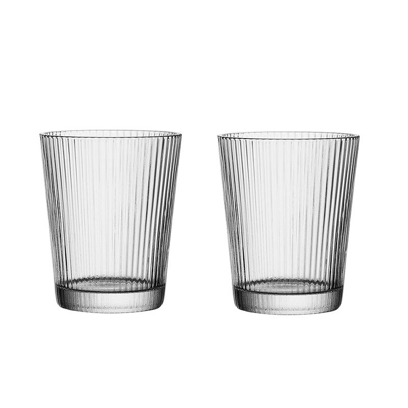 

Glass Cup Sets 2 Coffee Mugs Vertical Stripes Drinkware Water Cups Transparent Wine Glasses Drinks Luxury Wedding Cup for Coffee 2pcs