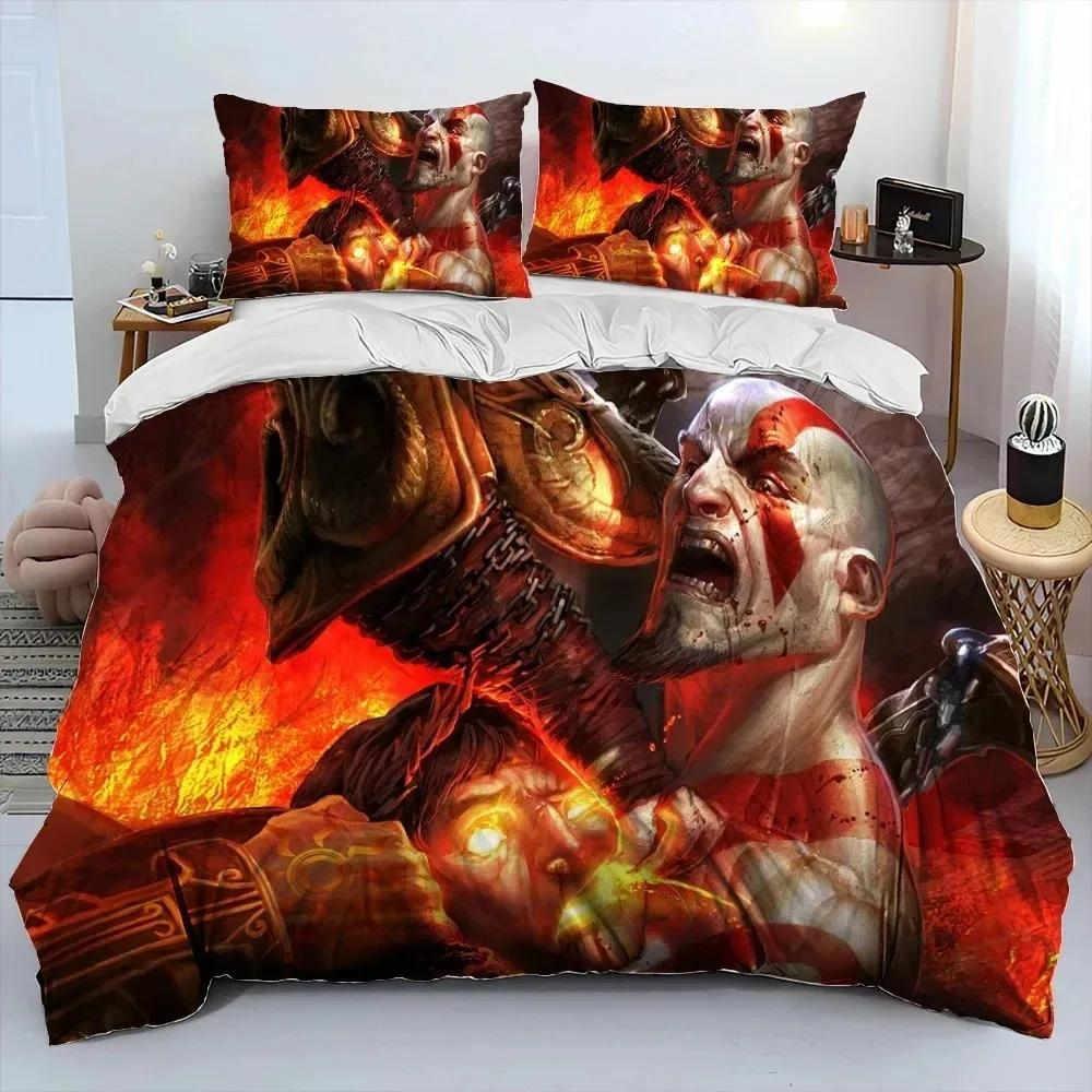 3D Print God Of War Game Gamers Kratos Bedding Set Boys Girls Twin Queen King Size Duvet Cover Pillowcase Bed Boys Adult