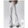 American Spicy Girl Women's Gray Fleece-Lined Bootcut Yoga Pants: Winter Warm, Elastic Waist, Casual Micro Flare.