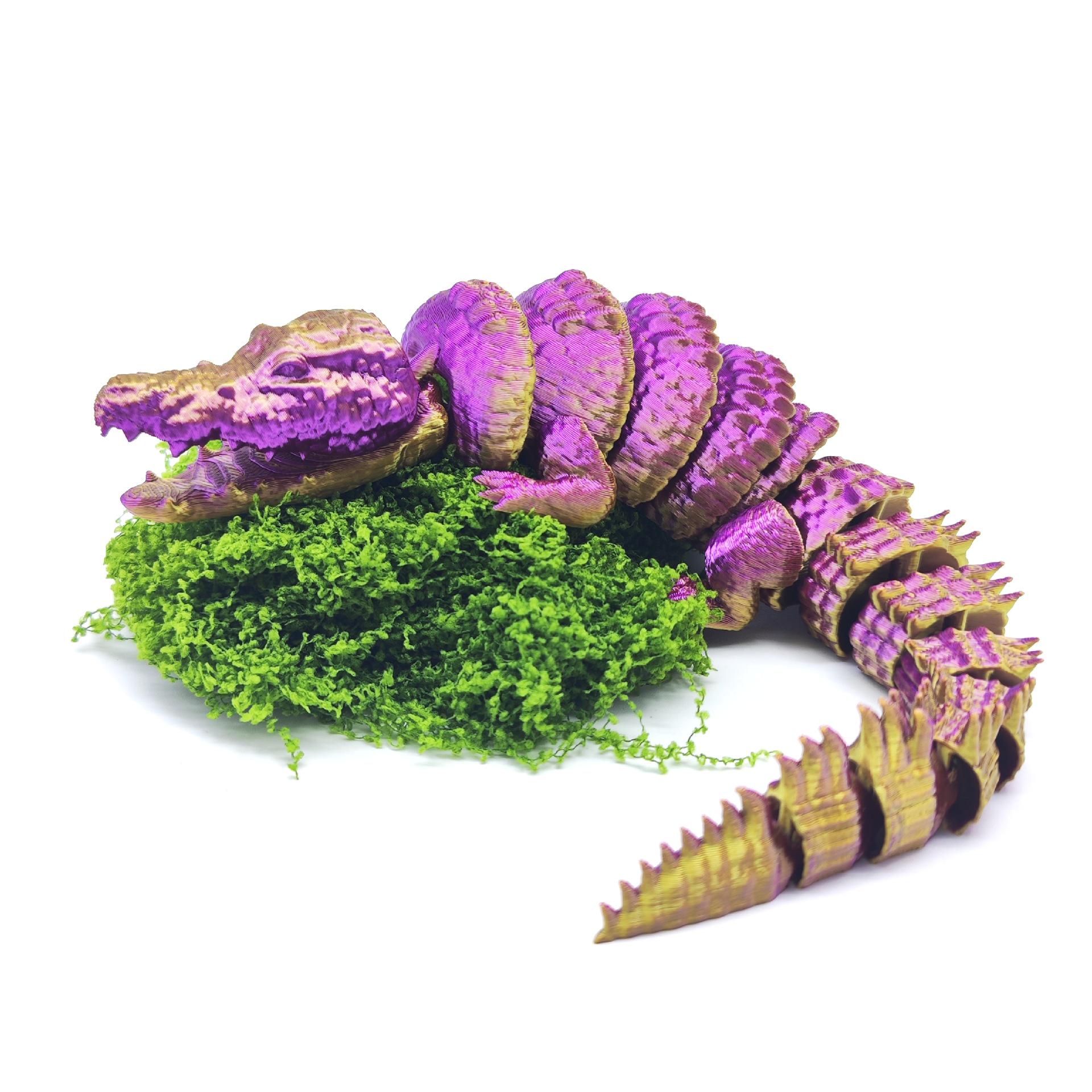 3D Printed Movable Crocodile Simulation Figure - Stress Relief Ornament and Gift Small [18cm]