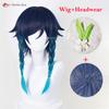 New Venti Cosplay Wig Barbatos Venti 42cm Short Blue Gradient Heat Resistant Synthetic Hair Party Wigs + Wig Cap