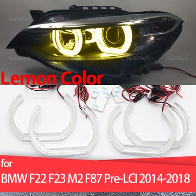 For BMW 2 Series F22 F23 M2 F87 Pre-LCI 2014-2018 Day Light DRL Angel Eyes LED CSL Style Lemon Yellow Headlight Ring Kit