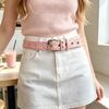 Distressed Street-Style Waist Belt with Star-Shaped Metal Grommets and Pin Closure for Cargo Pants, Jeans, and Skirts