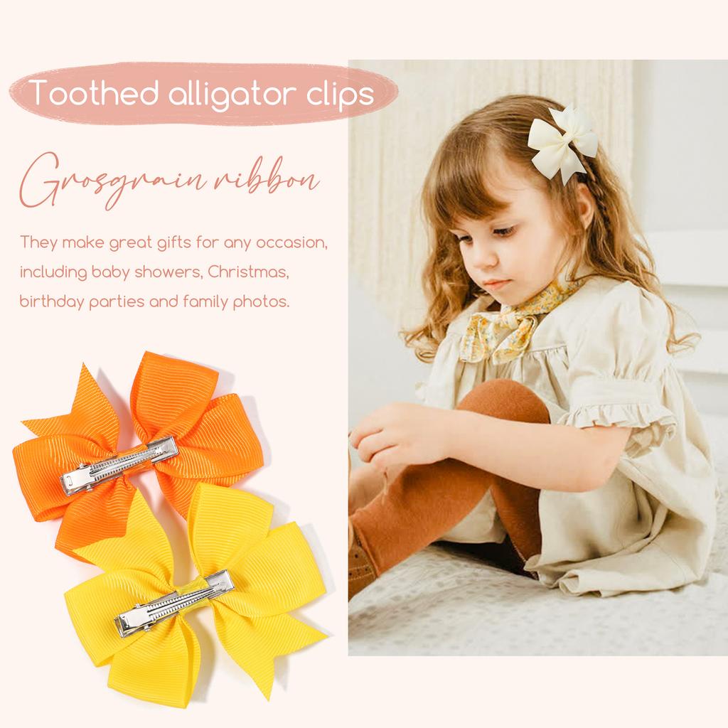 40Pcs/set Sweet Colorful 3'' Grosgrain Ribbon Hair Bows Clips for Baby Girls Boutique Hairpins Headwear Kids Hair Accessories