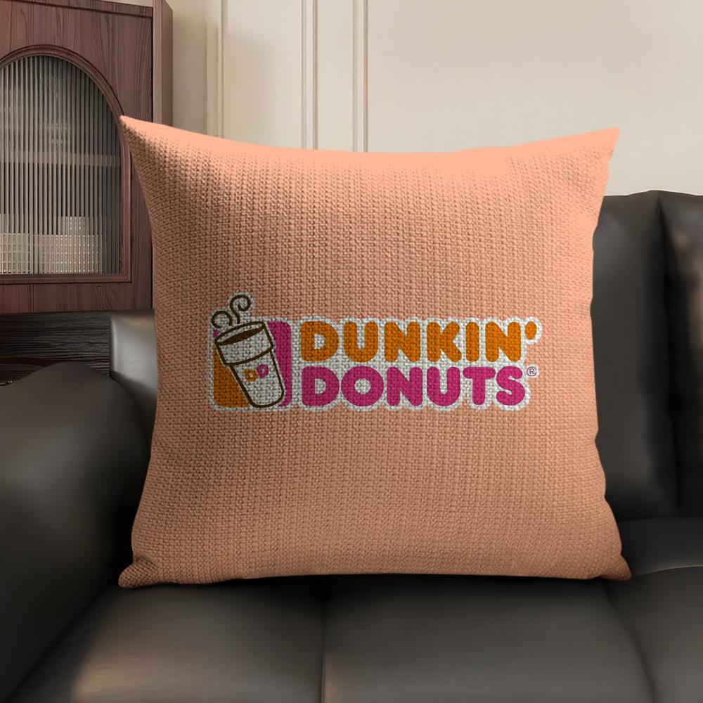 Food Dunkin' Donuts Cushion Cover Summer Breathable Linen Organic Fabric Double-Sided Printing Sofa Pillow Case Home Decor