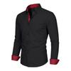 Herren-Farbblock-Stretch-Knitterfreies Langarm-Button-Down-Hemd.