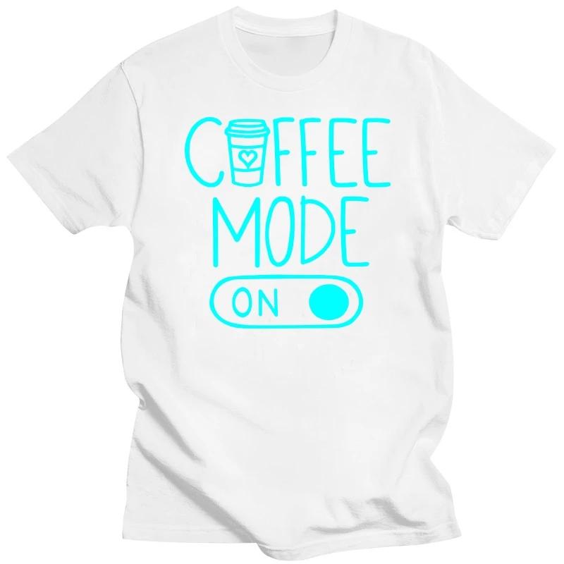 

Новые модные летние футболки для мужчин, футболки с забавным принтом Coffee Mode on, футболки с коротким рукавом, футболки с ярким дизайном, топы XXXXXL серый