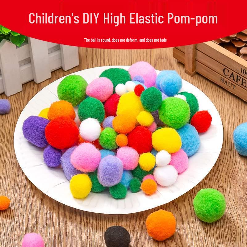 Mixed Color Fluffy Pom Poms: High Elasticity Handmade Plush Balls for DIY Decorative Accessories