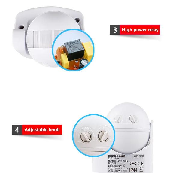AC 220V-240V 110V 180 Degree Outdoor IP44 Security PIR Infrared Motion Sensor Detector Movement Switch Max 12m 50Hz 3-2000LUX