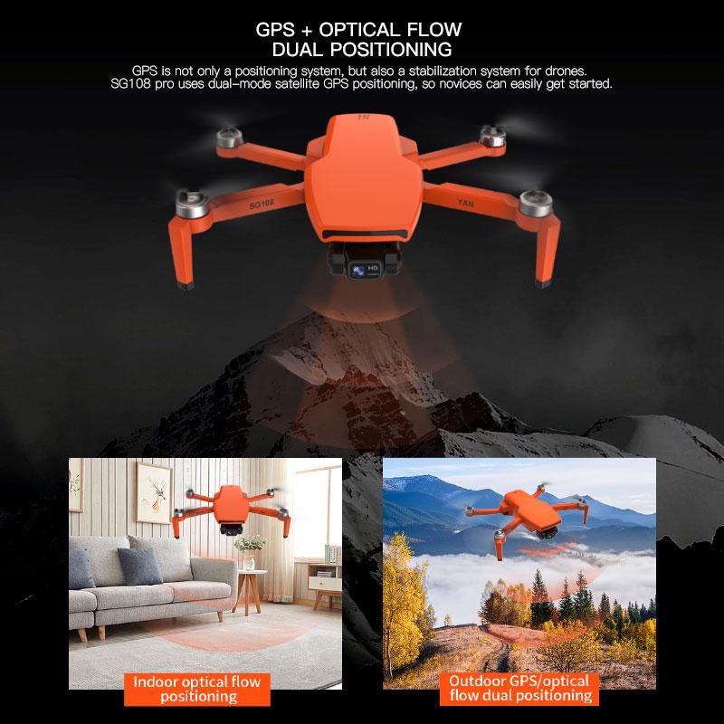 SG108 GPS Drone with 5G Wifi Quadcopter 2-Axis Gimbal 4K Dual HD Camera Brushless Optical Flow 360° Surround Shooting with Intelligent Tracking Drone