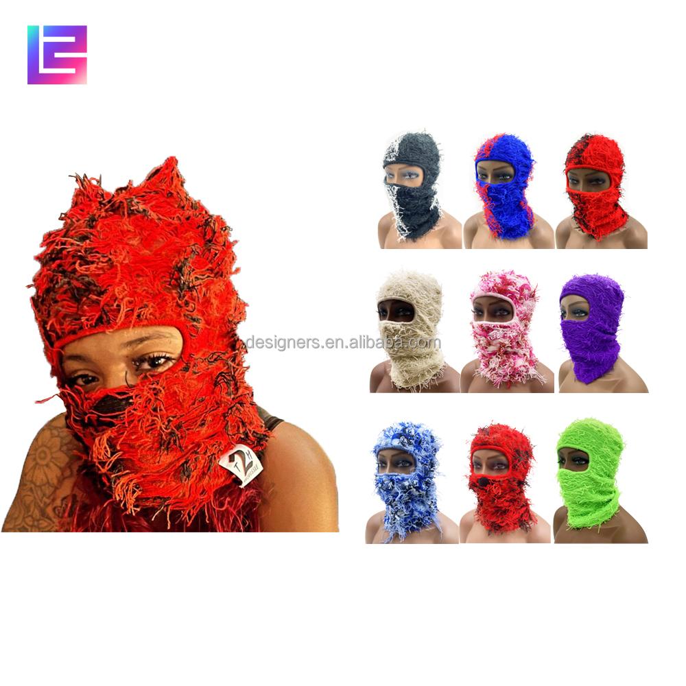 Gestrickte Sturmhaube Gesichtsstrick Ganzgesichtsmaske Abdeckung Ein Loch Designer Grasig Used Flauschig Sturmhaube Skimaske