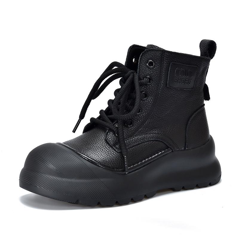 

Johnature Retro Натуральная кожа Толстая подошва Шнуровка Короткие сапоги Повседневные Универсальные Мягкие Женские Сапоги 39 коричневый