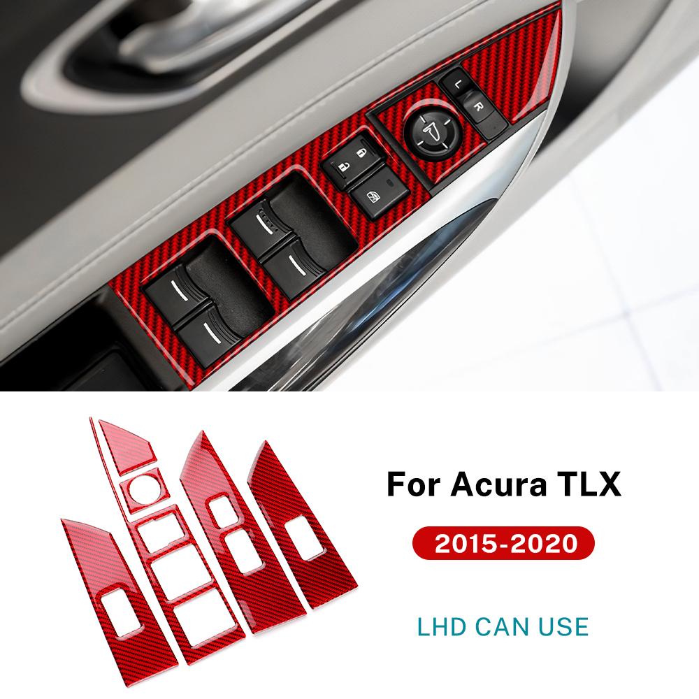 Echter Weicher Karbonfaser-Aufkleber für Acura TLX 2015 2016 2017 2018 2019 2020 LHD Auto-Fensterheber-Knopfleiste Innenraumzubehör