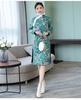 Cheongsam de Haute Qualité Robe Chinoise Vintage Robe à Manches Longues Robe Féminine Qipao Robe Slim Fourreau Hanches P