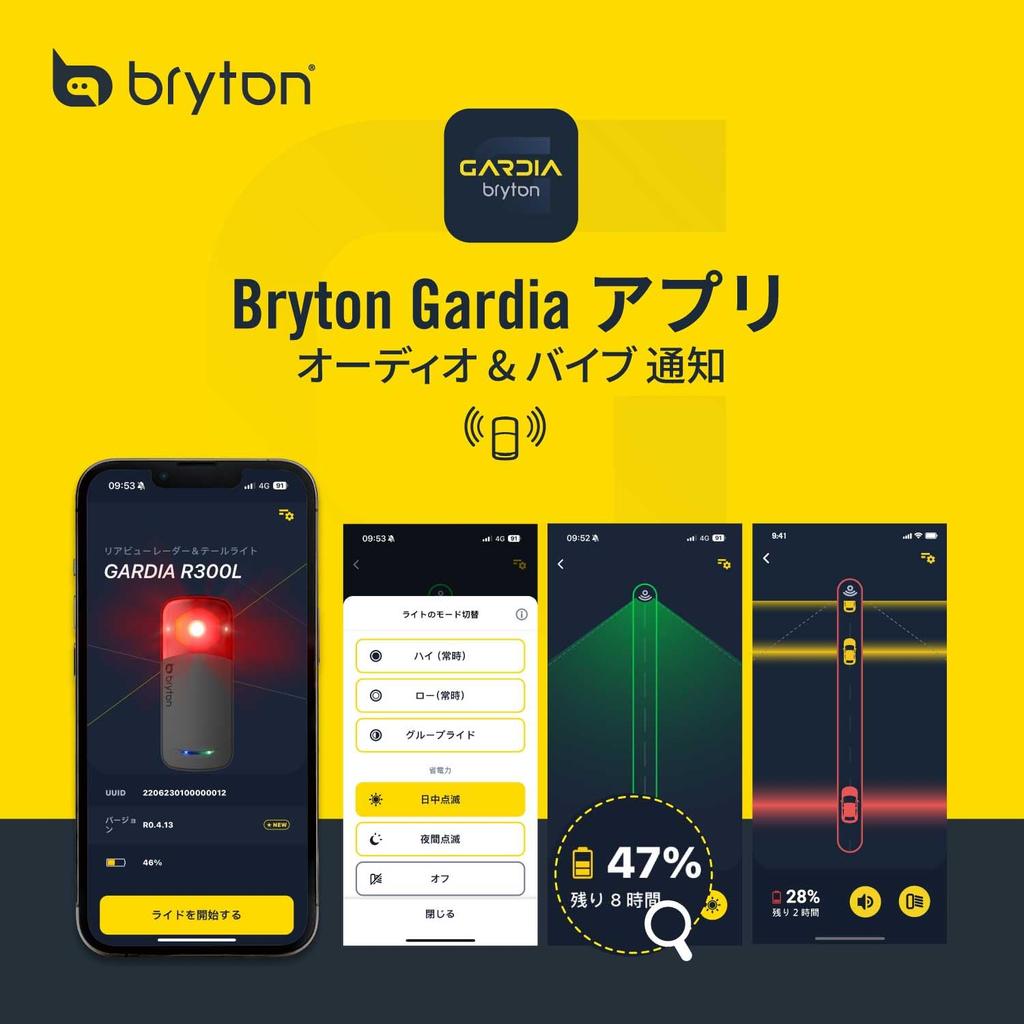 Bryton Gardia R300L Bicycle Rearview Radar with Taillight, Detects Approaching Vehicles from Behind up to 190m, Includes Brake Light Function, and