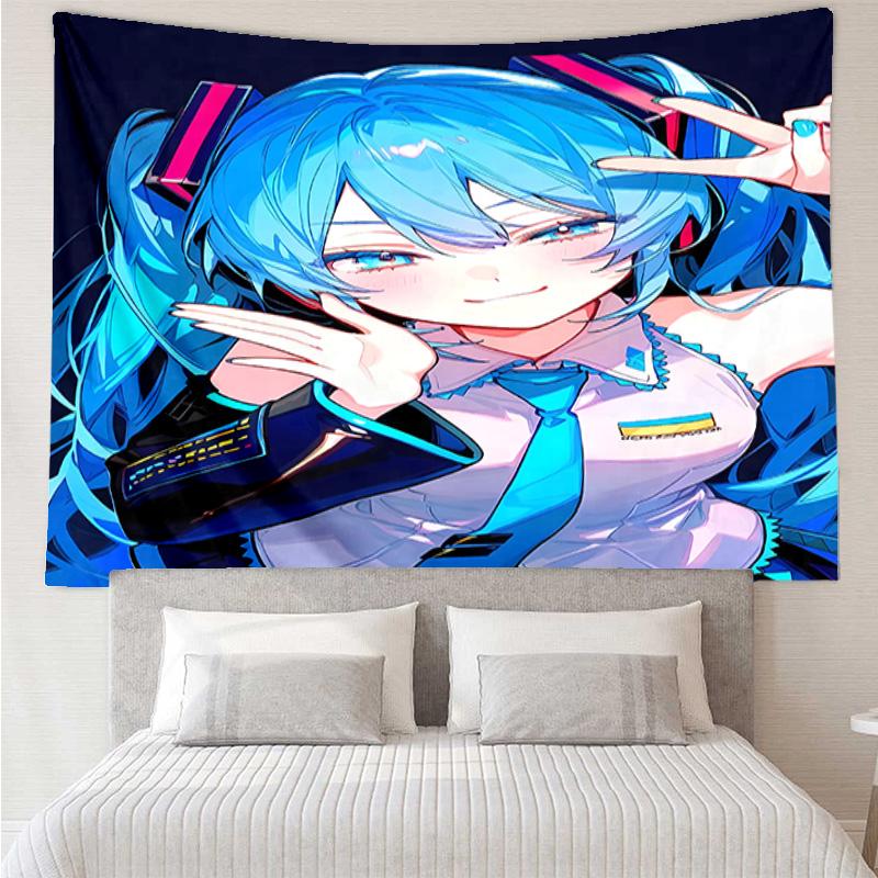 Hatsune Miku Tapestry for Bedroom Aesthetic Classroom Tapestries Wall Hanging for Living Room Dorm Office,Ideal Creative Gift
