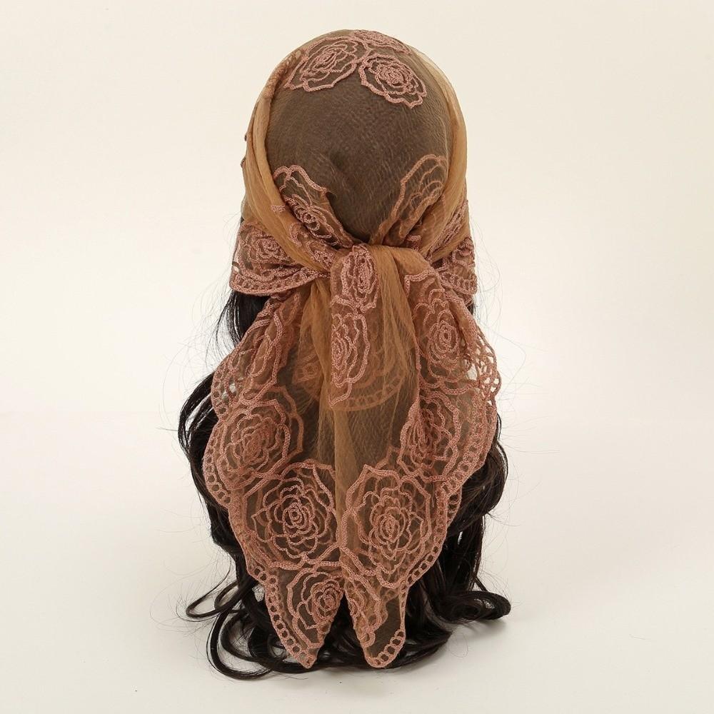 Floral Embroidery Lace Scarf Lightweight Sunscreen Shawls Fashion Headscarf Summer