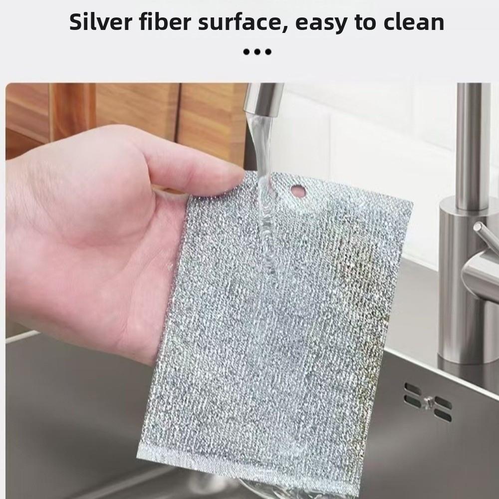 10PCS Multifunctional Steel Wire Dishcloth Non-stick Oil Cleaning Tools Kitchen Cleaning Scouring Pad Double-sided