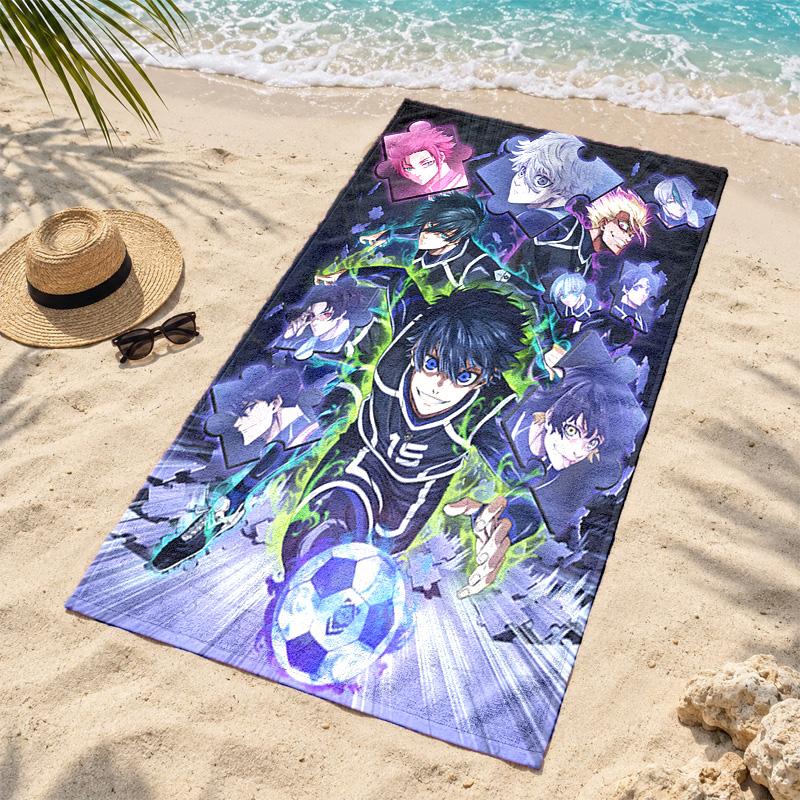 Blue Lock Microfiber Beach Towel Quick Dry Sand Free Lightweight Beach Towels for Travel Swimming Camping