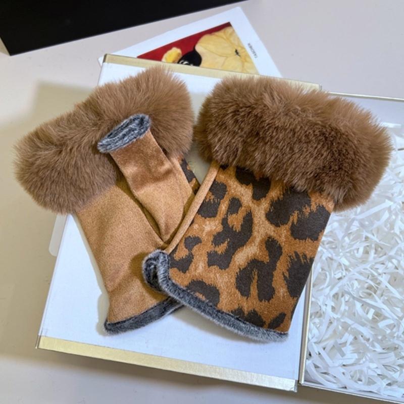 Fashion Artificial Rabbit Furs Gloves Women Girls Winter Thicken Warm Mittens Fingerless Soft Plush Stretch Gloves