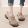 Fashion Cowhide Women Shoes Fashion Mid Heel Thick Soled Genuine Leather Retro Loafers Spring Autumn Flat Women Singles Shoes Mom Shoes