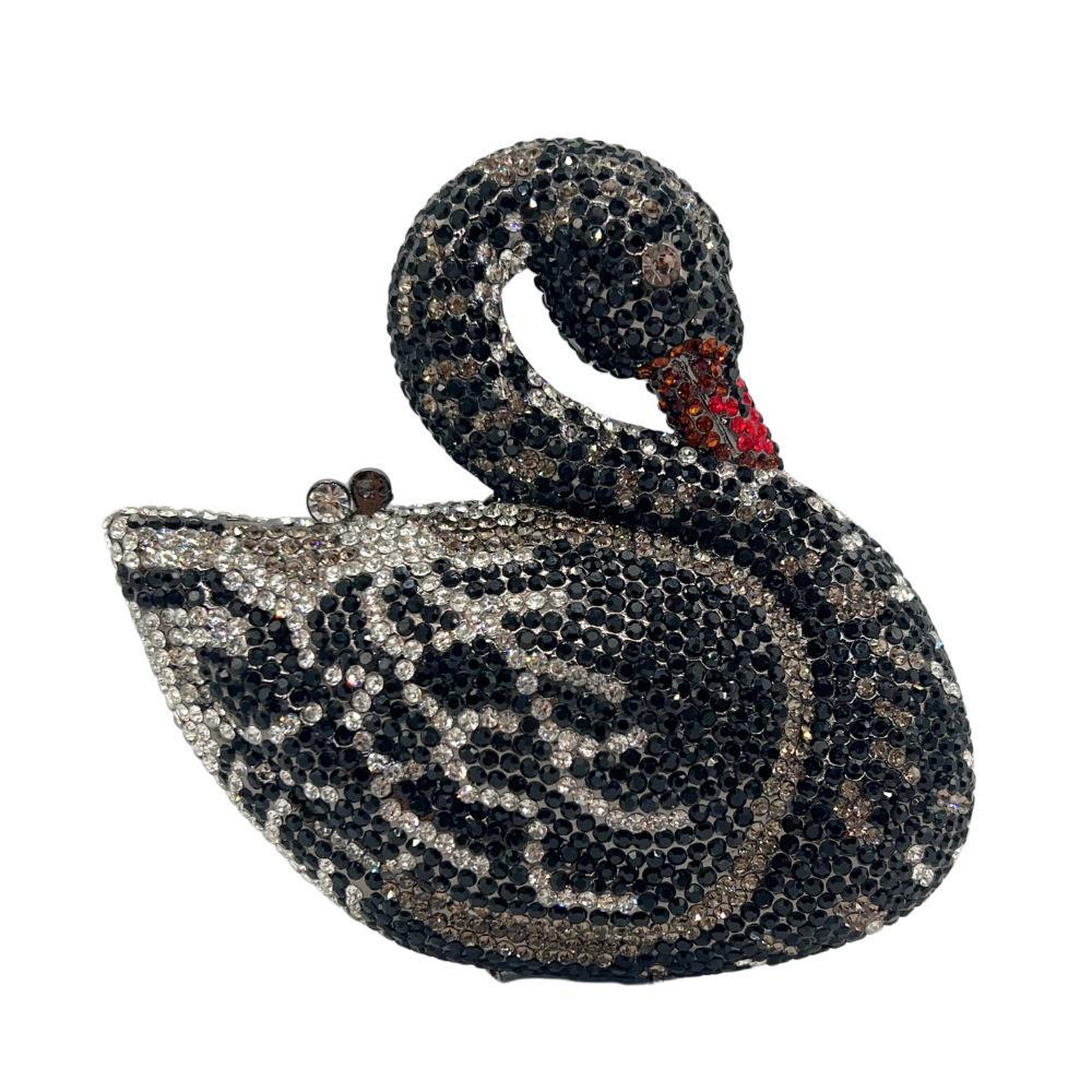 Elegante Clutch mit Schwanenmotiv und Strasssteinen in 3D-Optik – Funkelnde Abendtasche für europäische und amerikanische Bankette