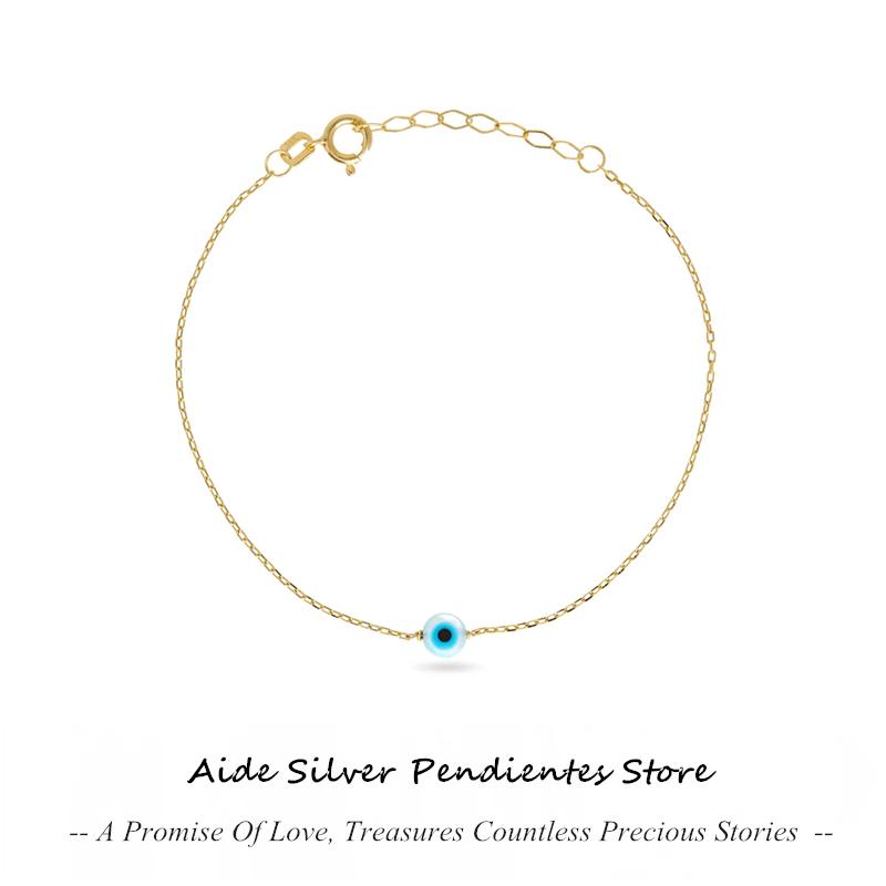 

AIDE браслет из стерлингового серебра 925 пробы 17 см + 5 см удлинительная цепочка с подвеской от сглаза женские браслеты регулируемые браслеты Plata 925