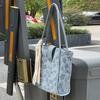 New Shoulder Bag Women's Bag Tote Bag Large Capacity Flower Embroidery Bucket Bag Simple Ribbon Underarm Bag