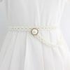 Women's Pearl Waist Chain - Decorative Dress Accessory, Fashionable and Versatile with Large Pearl Round Buckle Hook