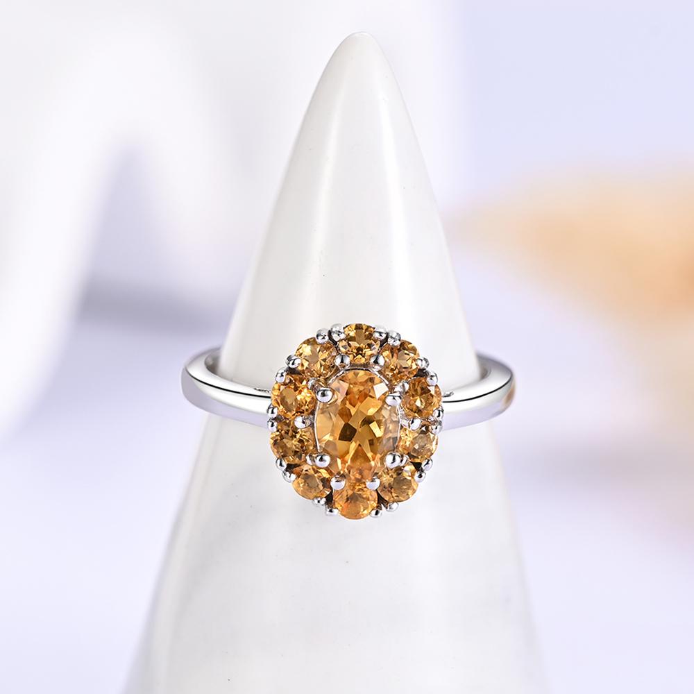 Brilliant and Elegant Natural Citrine 925 Sterling Silver Ring for Ladies' Birthday and Anniversary Gifts
