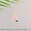 High Grade Zircon Leaf Flower Pendant Necklace Stainless Steel Plant Charms Choker Jewelry Party Gifts For Women Girls