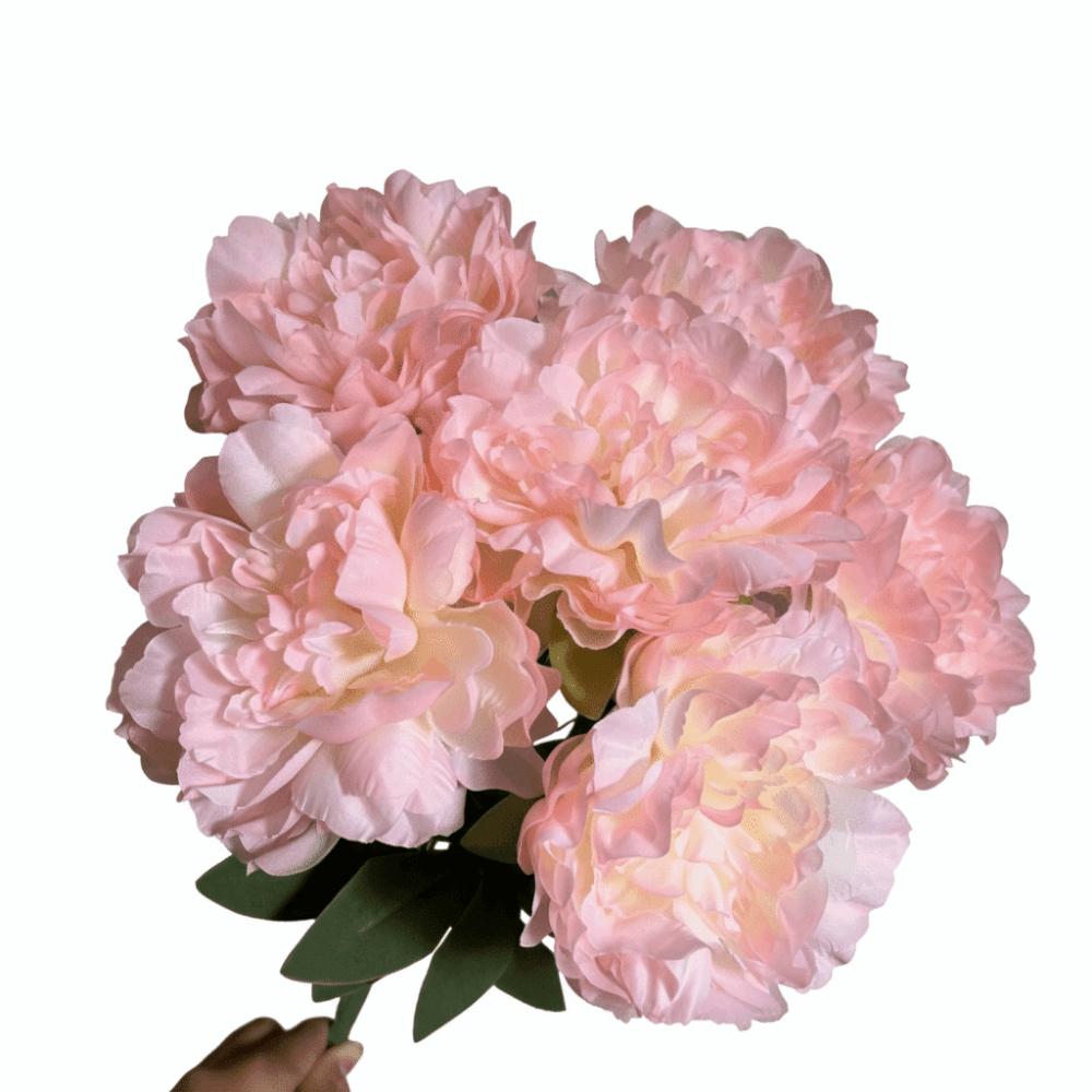 Multicolor Artificial Flower Peony Silk Petals 7 Heads Lifelike Peony Flowers Leaves Floral Arrangement Simulation Flower Gift