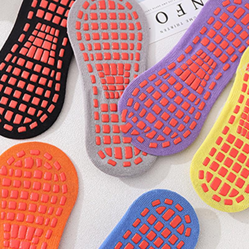 1 Pair Glue Point  Cotton Yoga Socks Sweat-absorbent Breathable Trampoline Socks Indoor Non-slip Floor Socks for Women and Men