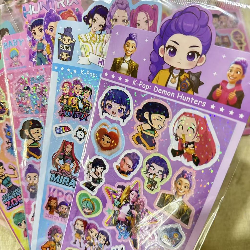 new K-Pop Demon Hunters Laser Stickers - Anime & Cartoon Style, Cute & Creative Stickers for School Supplies and Home Decoration
