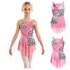 Kinder Mädchen Wettkampf-Body Ärmellos Verstellbare Träger Strass-Verzierung Patchwork Jumpsuit Eingearbeiteter Slip für Gymnastik Bühne