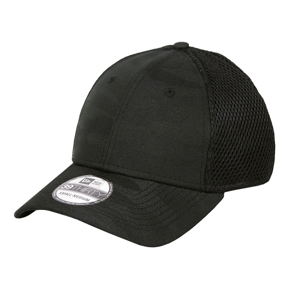 

NEW ERA Mesh Cap NewEra NE1091 Hat Baseball Cap Stretch Rubber Camouflage Camo Tracker 39THIRTY Plain Black Men s Women s M/L [Item]