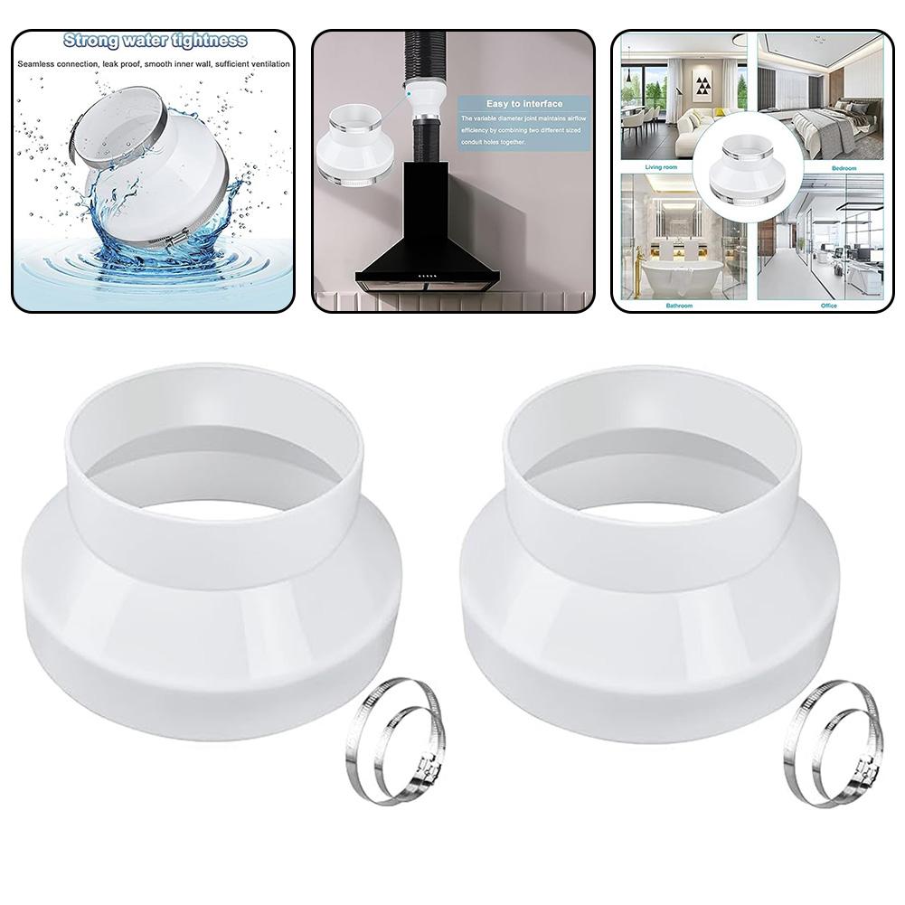 2PCS Duct Reducer PVC Duct Adapter With Hose Clamp Adaptive Vent System (8 To 6 Inch) Reducing Connectors Home Improvement