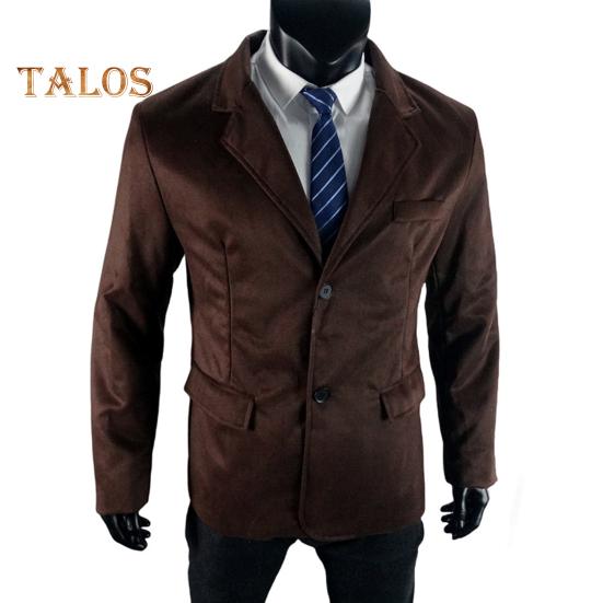 Casual Suit Coat Lapel Long Sleeve Two-Button Regular Fit Suit Jacket with Flap Pockets Short Plush Business Outerwear