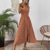 European and American Women's Clothing Spring and Summer Fashion Printing Polka Dot Round Neck Long Dress Women's Dress