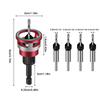 Counterbore With Adjustable Depth Stop 4 Pieces Quick Adjustable Accessories Tool Counter Sink Bit For Woodworking Carpentry