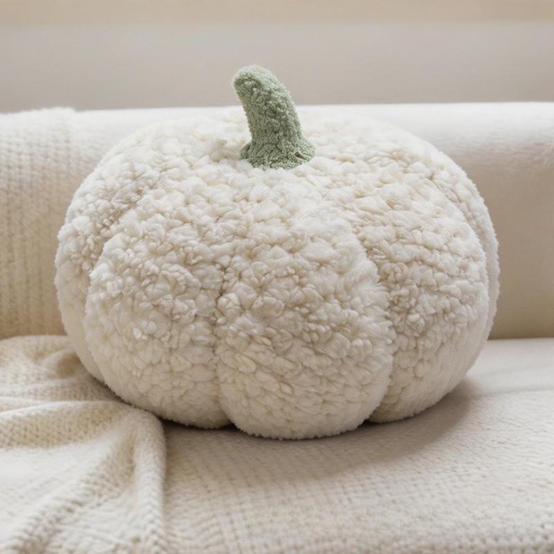 Macaron Color Pumpkin Plush Pillow With Soft Short Hair For Home Decor And Halloween Gift