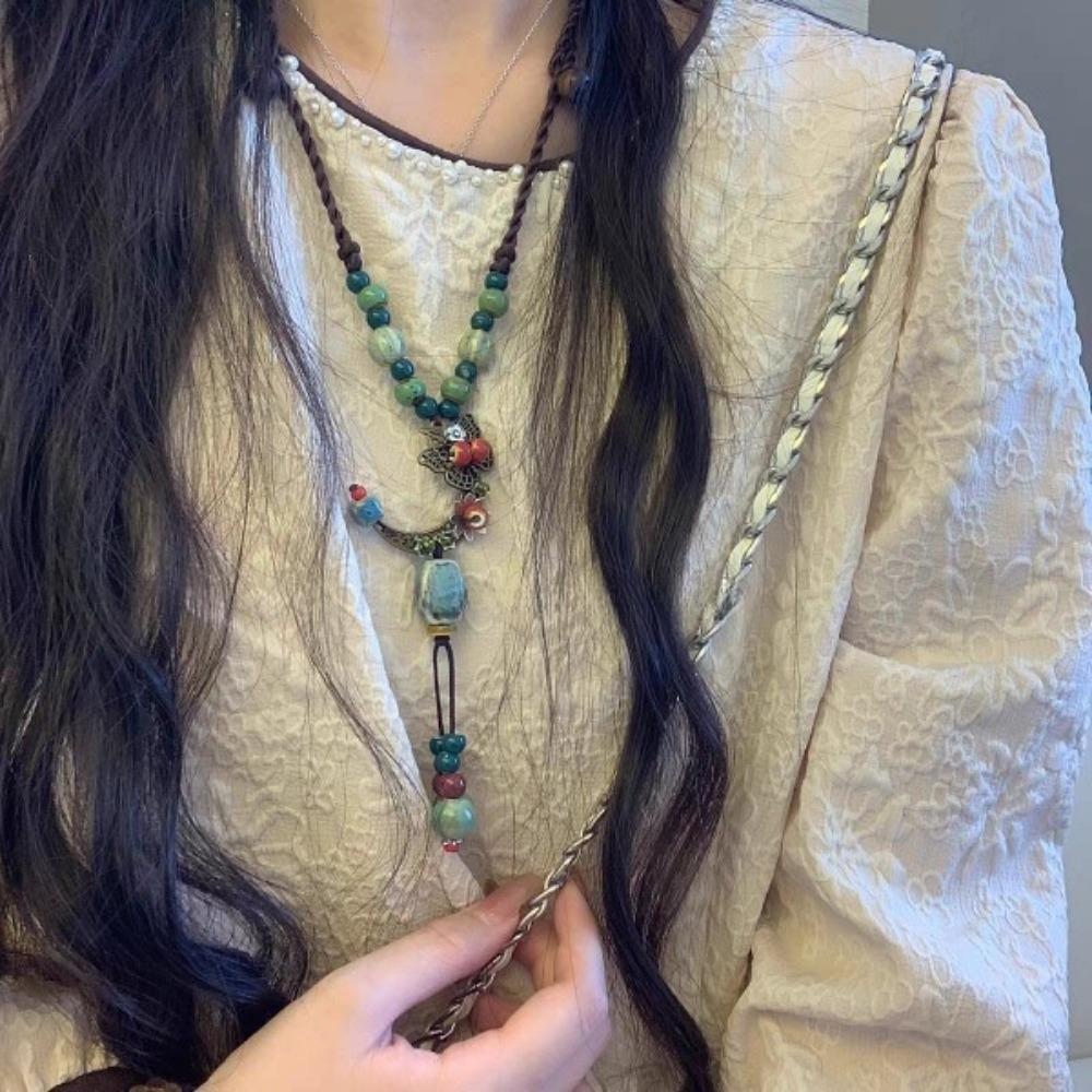 Nasjonal Stil Retro Litterær Stil Nasjonal Stil Bomull og Lin Keramisk Halskjede